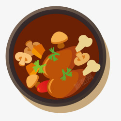 卡通香菇炖鸡腿食物素材