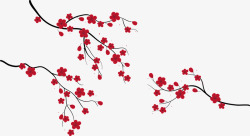 浪漫梅花中国风红色梅花树枝矢量图高清图片