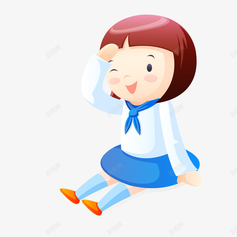 坐着的女孩人物矢量图ai免抠素材_88icon https://88icon.com 人物设计 儿童生活节 坐着 坐着的小朋友 女孩 学生 矢量图