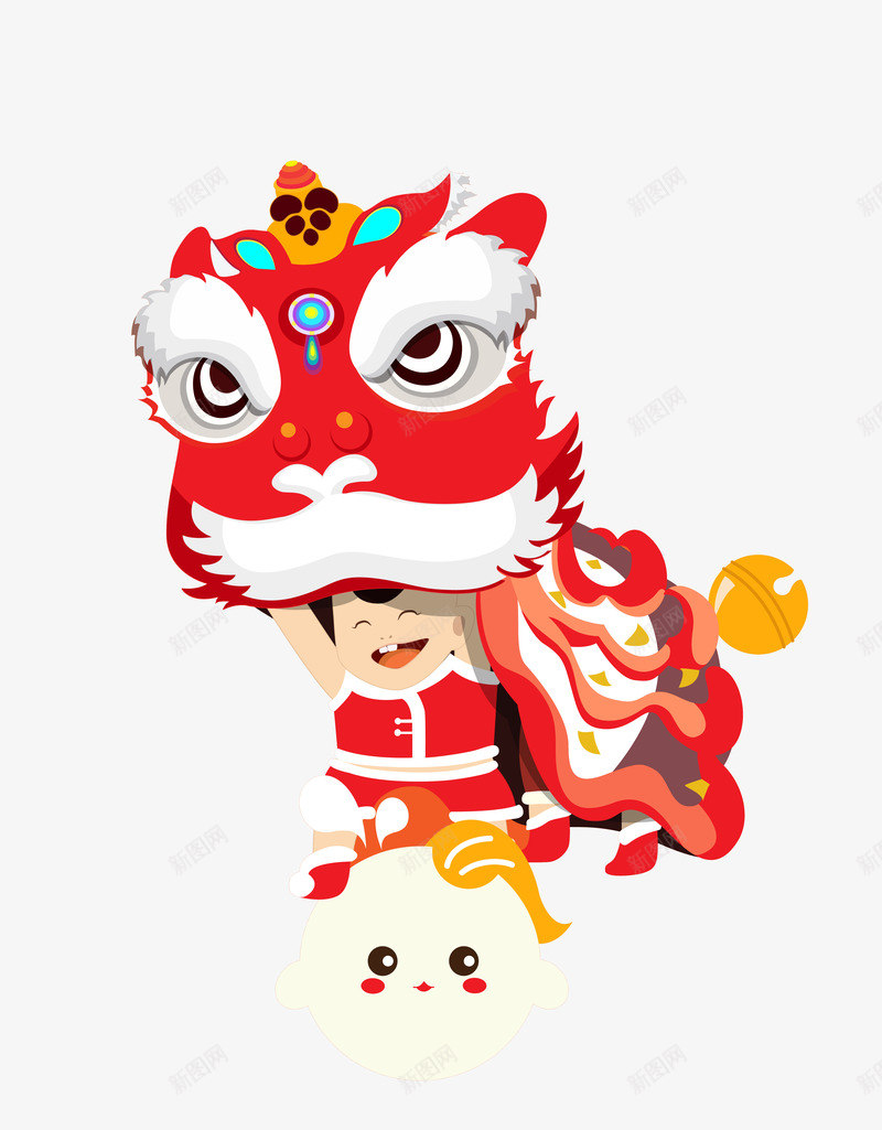 2017中国红传统节日舞狮png免抠素材_88icon https://88icon.com 2017 H5专用 喜庆 设计创意