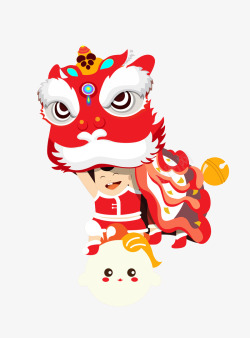 2017中国红传统节日舞狮素材