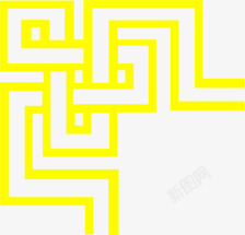 黄色线条中式边框素材