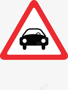 扁平道路三角形汽车安全提示牌P图标图标