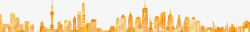 影城市背景橙色的手绘城市楼影高清图片