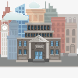 扁平城市中的银行插图素材