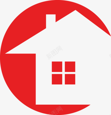 眼睛标志红色房屋扁平标志图标图标