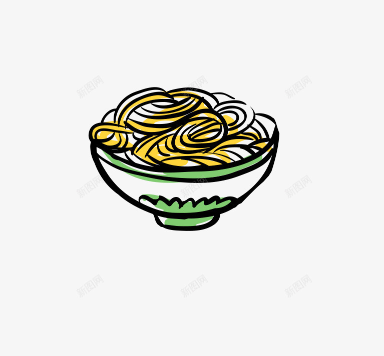 手绘瓷碗里的面条png免抠素材_88icon https://88icon.com 免抠图 手绘食物 效果图 美食 装饰图 装饰画 面条