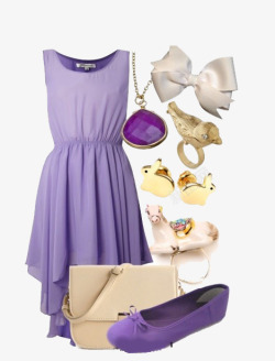 紫色收腰无袖连衣裙素材