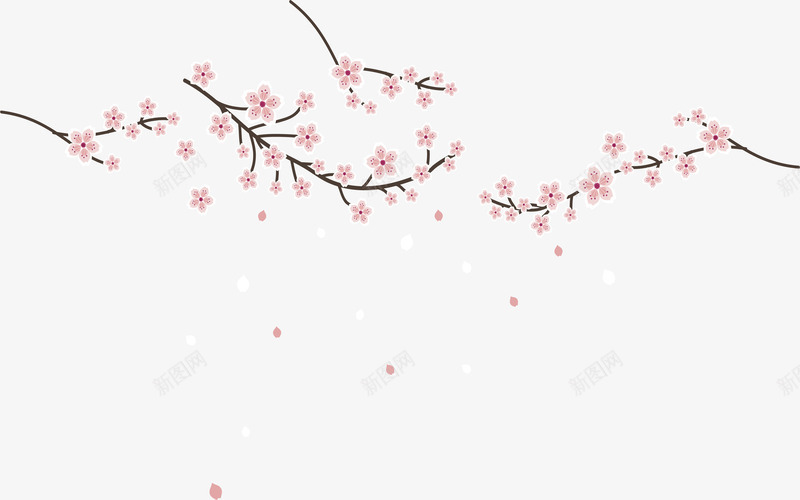 浪漫粉红桃花png免抠素材_88icon https://88icon.com 桃花 桃花枝 矢量png 粉红色 粉色桃花 飘落的花瓣