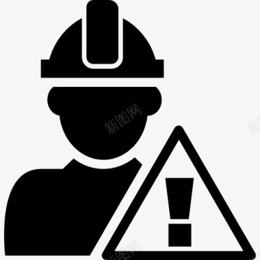 建筑工人注意信号和建筑工人图标图标