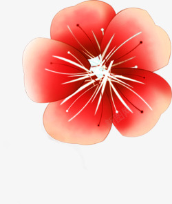红色花朵卡通手绘植物效果图素材