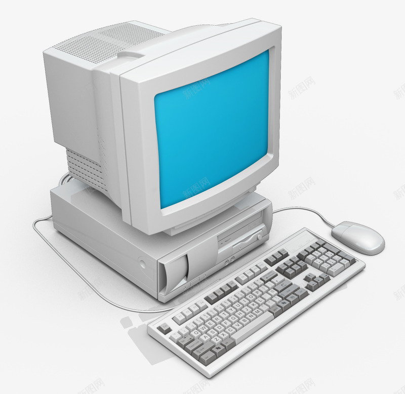 复古台式机电脑png免抠素材_88icon https://88icon.com 写实 台式机 复古 显示器 电脑 键盘 鼠标