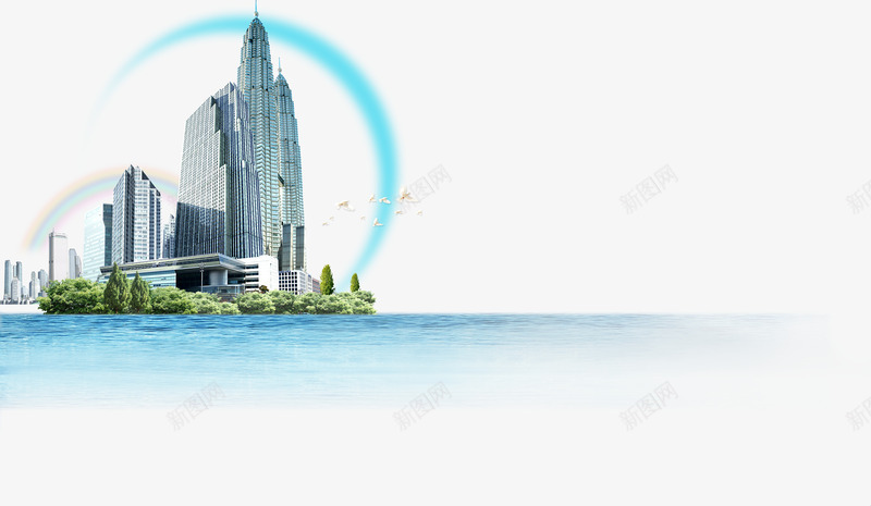 海边城市png免抠素材_88icon https://88icon.com 建筑 智慧城市 海边 高楼