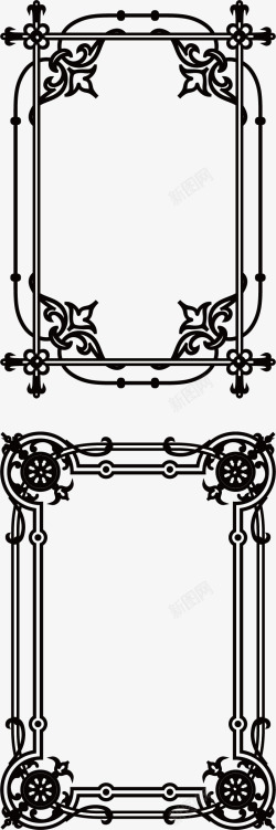 新中式黑线框黑线框花边矢量图高清图片
