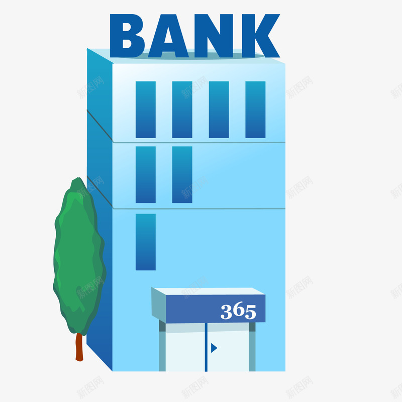 蓝色的银行建筑物矢量图ai免抠素材_88icon https://88icon.com 卡通 城市建筑物 建筑设计 蓝色 银行 矢量图