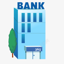 蓝色的银行建筑物矢量图素材