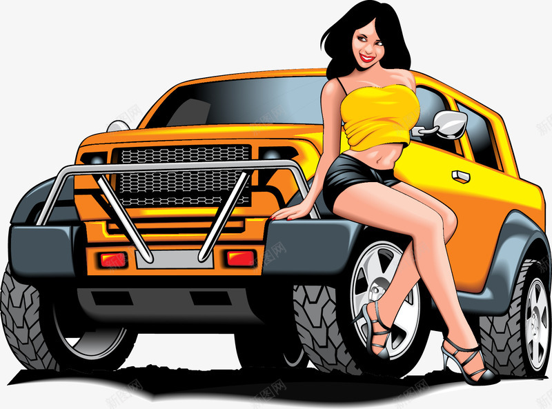 越野png免抠素材_88icon https://88icon.com 免费矢量下载 插画 汽车 美女 豪车 越野