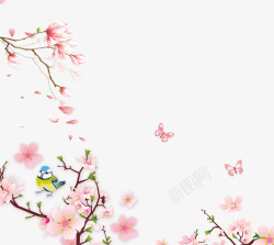春季粉色桃花装饰素材