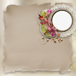 棕色纸张花朵装饰相框素材