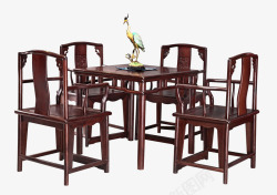 中式仿古实木桌椅素材