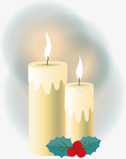 白色的浪漫圣诞蜡烛矢量图素材