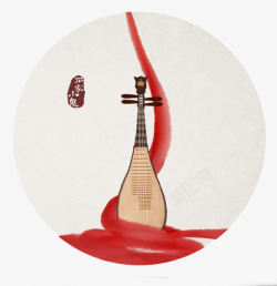 红色琵琶中国风圆圈图案高清图片