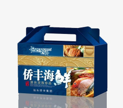 蓝色海鲜礼盒包装素材