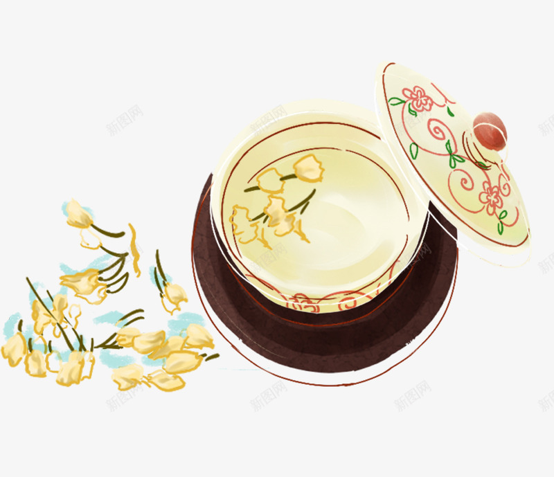 茉莉花茶png免抠素材_88icon https://88icon.com 中国风 养生 卡通 美容 茉莉花 茉莉花茶 茶杯