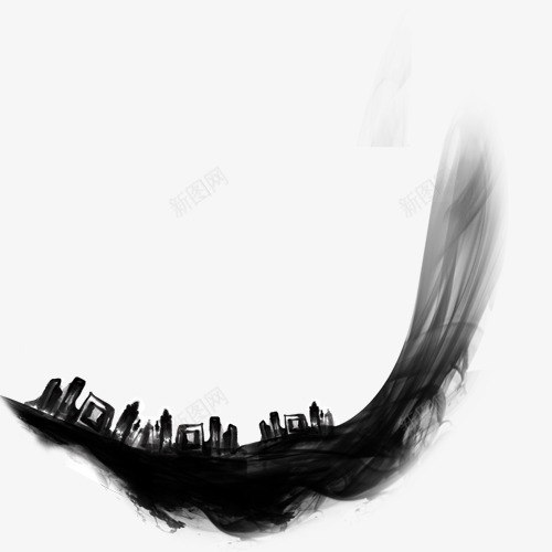 手绘水墨画城市剪影喷墨png免抠素材_88icon https://88icon.com 剪影 喷墨 城市 手绘 水墨画