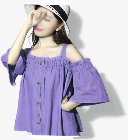 夏日紫色短袖效果图素材