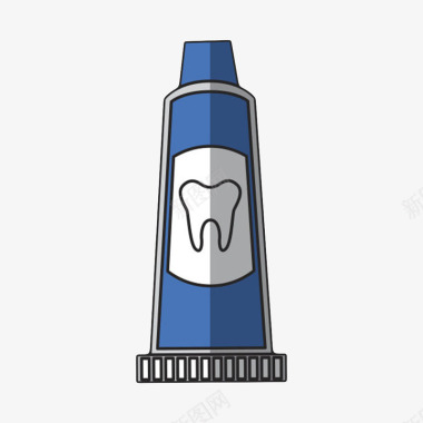 蓝色带牙齿图标的牙膏管卡通图标