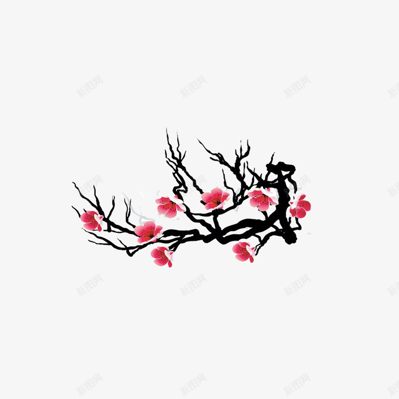 水墨樱花图png图片免费下载-素材lfpnfgln-88ICON