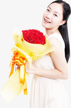 韩式美女玫瑰花束捧花素材