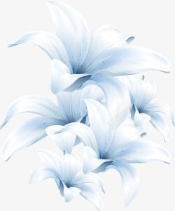 创意蓝色白色的手绘花卉植物素材
