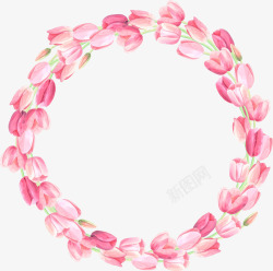 粉色花朵花环素材
