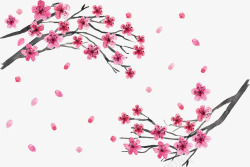 浪漫水彩粉红樱花矢量图素材