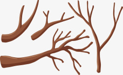 棕色卡通不同树枝矢量图素材