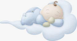 卡通小宝宝云朵上睡觉的宝宝高清图片
