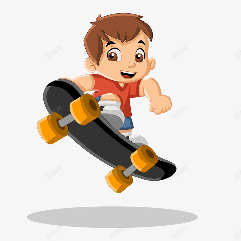 卡通玩滑板的男孩人物矢量图ai免抠素材_88icon https://88icon.com 儿童生活节 校园运动会 滑板姿势 玩滑板 男孩 矢量图 运动