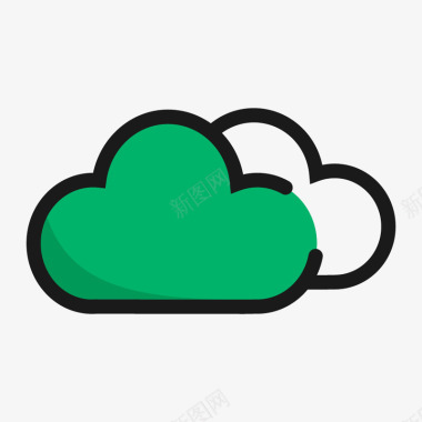 草绿色的云朵多云图标图标