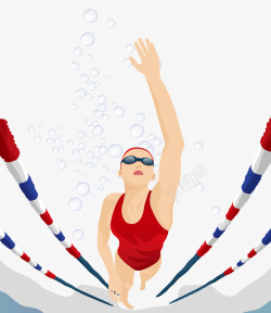 卡通手绘游泳运动比赛素材