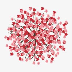 粉红色花朵大树俯视图素材