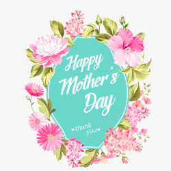 节日花卉装饰手绘母亲节花卉装饰标签矢量图高清图片