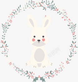 花环兔子花环与小兔子矢量图高清图片
