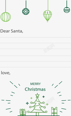 绿色线条圣诞信纸矢量图素材