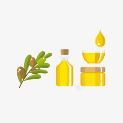 简约橄榄油橄榄叶橄榄果矢量图素材