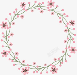 浪漫粉红色花朵花环矢量图素材