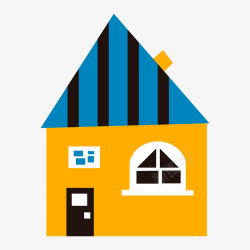 蓝色三角尖顶房子模型矢量图素材
