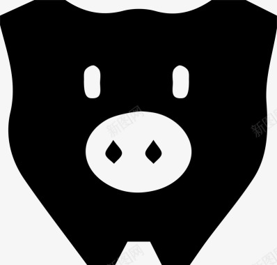 黑色扁平猪剪影图标矢量图图标