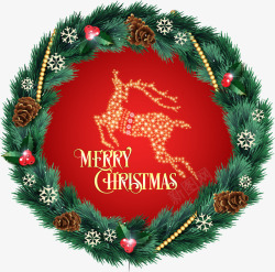 红色血珠圣诞节圣诞花圈小鹿高清图片
